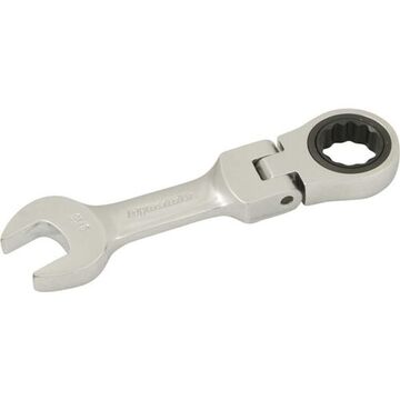 Flex Head Ratcheting Wrench, 9/16 In Opening, Ratcheting, 4.53 In Lg, 12-point, Steel
