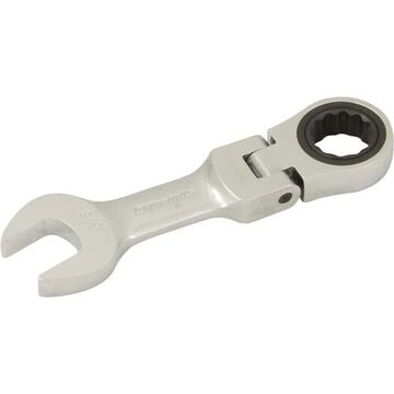 Flex Head Ratcheting Wrench, 5/8 In Opening, Ratcheting, 4.8 In Lg, 12-point, Steel