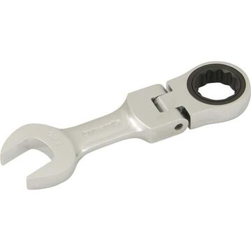 Flex Head Ratcheting Wrench, 11/16 In Opening, Ratcheting, 4.94 In Lg, 12-point, Steel
