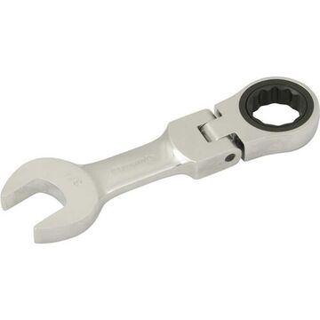 Flex Head Ratcheting Wrench, 3/4 In Opening, Ratcheting, 5.43 In Lg, 12-point, Steel