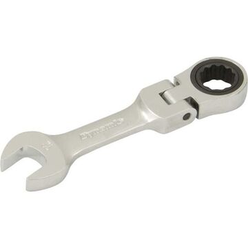 Flex Head Ratcheting Wrench, 12 Mm Opening, Ratcheting, 4.13 In Lg, 12-point, Steel