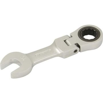 Flex Head Ratcheting Wrench, 15 Mm Opening, Ratcheting, 4.8 In Lg, 12-point, Steel