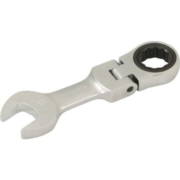 Flex Head Ratcheting Wrench, 17 Mm Opening, Ratcheting, 4.94 In Lg, 12-point, Steel