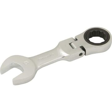 Flex Head Ratcheting Wrench, 19 Mm Opening, Ratcheting, 5.43 In Lg, 12-point, Steel