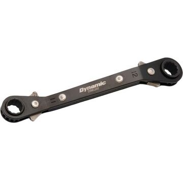 Double Box End Ratcheting Wrench, 11 X 12 Mm Opening, 12-point, 15 Deg