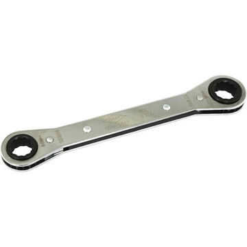 Flat Box End Ratcheting Wrench, 15 X 17 Mm Opening, Ratcheting, 203 Mm Lg, 12-point