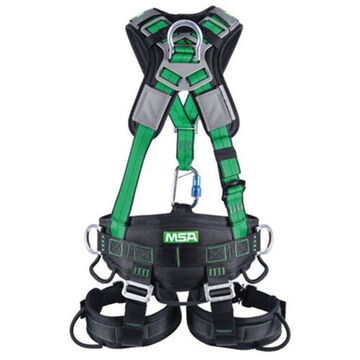 Full-Body Suspension Safety Harness, Small, 310 lb, Green, Polyester