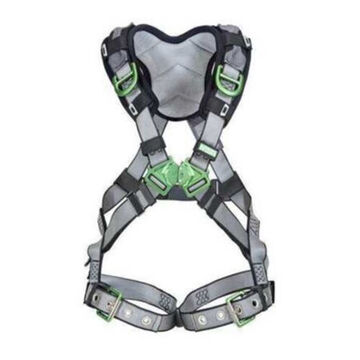 Full-Body Standard Safety Harness, Super Extra Large, 400 lb, Gray, Polyester