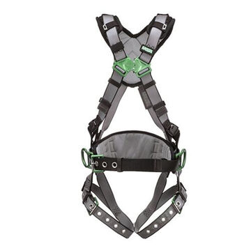 Construction Full-Body Safety Harness, Extra Small, 400 lb, Gray, Polyester