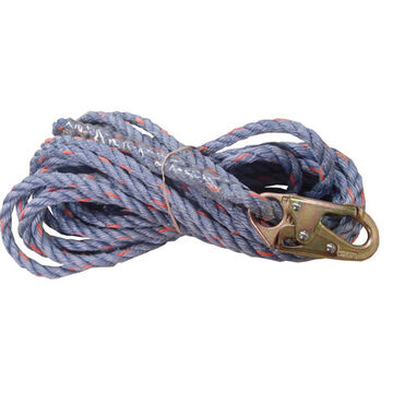Ensemble de ligne de vie à corde verticale, 50 pied de longueur, bleu, corde en polysteel