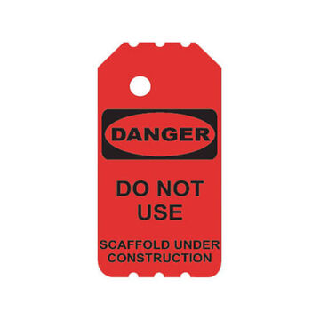 Scaffold Tag, 6 in ht, 3.25 in wd, Red, Plastic