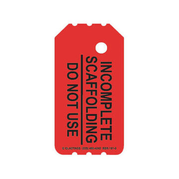 Scaffold Tag, 6 in ht, 3.25 in wd, Red, Plastic