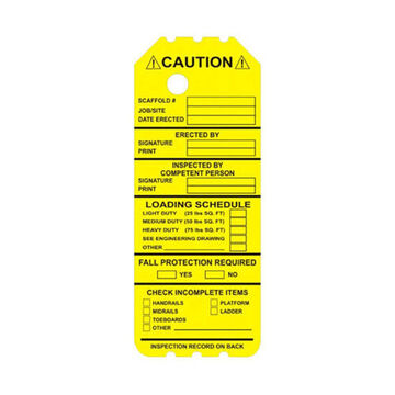 Tag Laminated Scaffold, 8 In Ht, 3.25 In Wd, Yellow, Synthetic