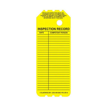 Étiquette d'échafaudage laminée, 8 po ha, 3.25 po la, jaune, synthétique