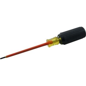 Insulated Screwdriver, Slotted, 0.16 x 1/8 in Point, 3 in Shank