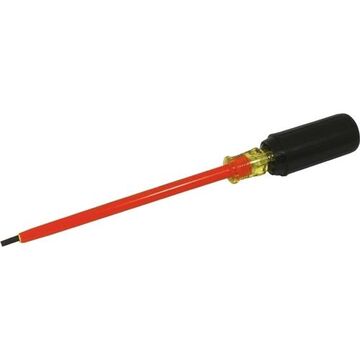 Insulated Screwdriver, Slotted, 0.02 x 5/32 in Point, 6 in Shank, 10 in lg