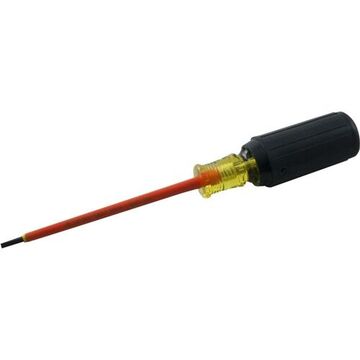 Insulated Screwdriver, Slotted, 0.028 x 3/16 in Point, 6 in Shank, 9-3/4 in lg