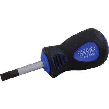 Screwdriver Heavy Duty Stubby, Slotted Cabinet, 0.031 X 1/4 In Point, 1-1/2 In Shank, Plastic, 3-1/2 In Lg