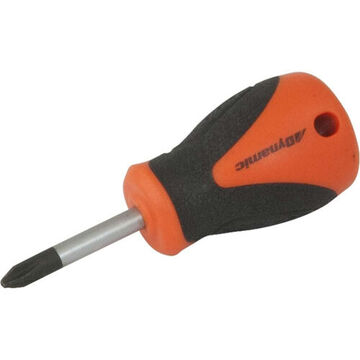 Stubby Length Screwdriver, Phillips, #1 Point, 1-1/2 in Shank, Plastic, Rubber, 3.80 in lg