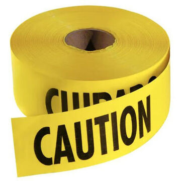Safety Tape, 1000 ft lg, 3 in wd, 3 mil thk, Yellow