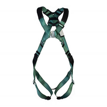 Construction Full-Body Safety Harness, Standard, 400 lb, Green, Polyester