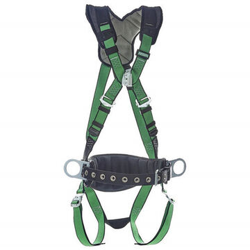 Construction Full-Body Safety Harness, Super Extra Large, 400 lb, Green, Polyester