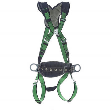 Construction Full-Body Safety Harness, Extra Large, 400 lb, Green, Polyester