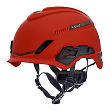 Casque de sécurité Bivent, rouge, polyéthylène haute densité, Fas-Trac® III cliquet pivotant