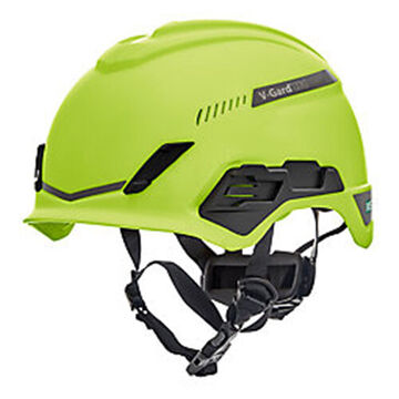 Casque de sécurité Bivent, jaune vert haute visibilité, polyéthylène haute densité, cliquet pivotant Fas-Trac® III