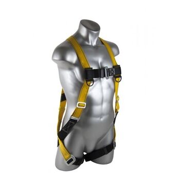 Full-Body Safety Harness, S/L, 130 to 420 lb, Black/Yellow, Nylon/Polyester