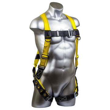 Full-Body Safety Harness, S/L, 130 to 420 lb, Black/Yellow, Nylon/Polyester