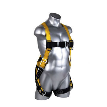 Full-Body Safety Harness, XL/2XL, 130 to 420 lb, Black/Yellow, Nylon/Polyester