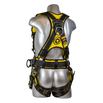 Construction Full-Body Safety Harness, Extra Large, 130 to 420 lb, Black/Yellow, Nylon/Polyester