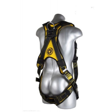 Full-Body Safety Harness, M/L, 130 to 420 lb, Black/Yellow, Nylon/Polyester