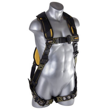 Full-Body Safety Harness, M/L, 130 to 420 lb, Black/Yellow, Nylon/Polyester