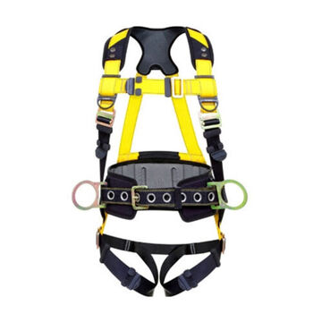 Full-Body Safety Harness, XL/2XL, 130 to 420 lb, Yellow, Polyester
