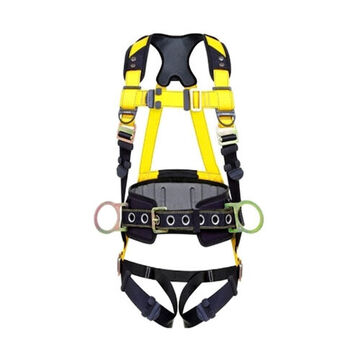Full-Body Safety Harness, 3XL, 130 to 420 lb, Yellow, Polyester