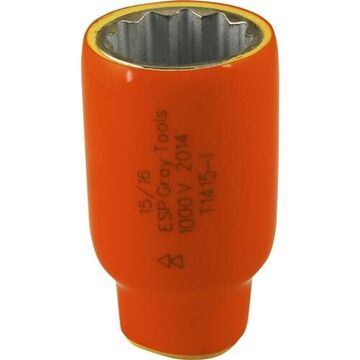 Standard Length Socket, 1/2 in Drive, Square, Insulated, 12-Point, 15/16 in Socket