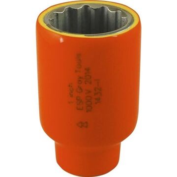 Standard Length Socket, 1/2 in Drive, Square, Insulated, 12-Point, 1 in Socket