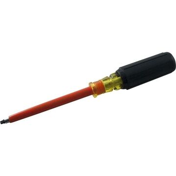 Insulated Screwdriver, Square Recess, #1 Point, 6-3/4 in Shank, Plastic, 10 in lg
