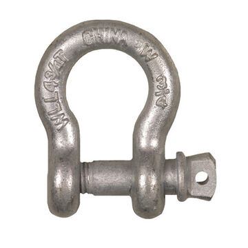 Imported Shackle, 8.5 ton, 1 in, 1-1/8 in dia Pin, Galvanized, Screw