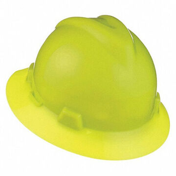 Full Brim Slotted Cap, 6-1/2 to 8 in Fits Hat, Hi-Viz Yellow Green, Polyethylene, Fas-Trac® III, E