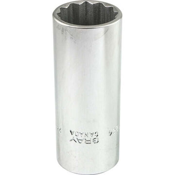 Deep Length Socket, 1/2 in Drive, Square, 12-Point, 24 mm Socket