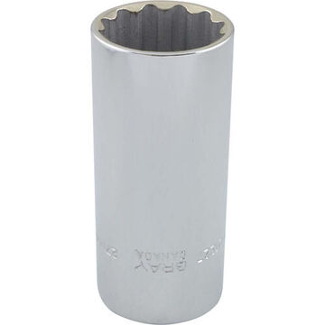 Deep Length Socket, 1/2 in Drive, Square, 12-Point, 27 mm Socket