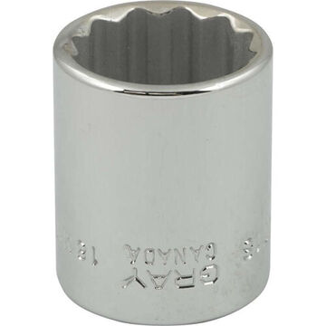 Standard Length Socket, 3/8 in Drive, Square, 12-Point, 18 mm Socket