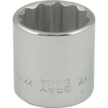 Standard Length Socket, 3/8 in Drive, Square, 12-Point, 22 mm Socket