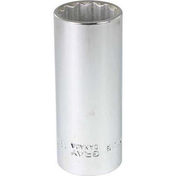 Deep Length Socket, 3/8 in Drive, Square, 12-Point, 19 mm Socket