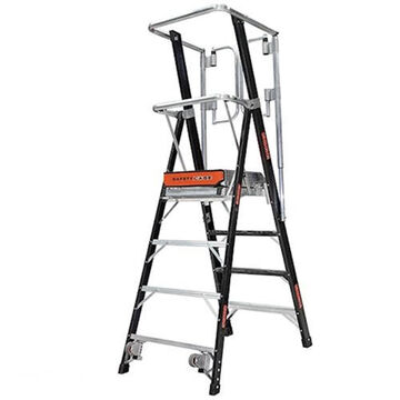 Cage-Fixed Step Ladder, 4 ft ht Ladder, 375 lb, Type IAA, Fiberglass