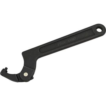 Adjustable Head Pin Spanner Wrench, Plain, 8-1/8 in lg, 1-1/4 to 3 in