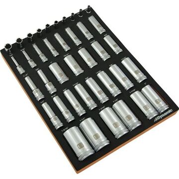 Deep Length SAE Socket Set, 1/4 in, 3/8 in and 1/2 in Drive, 40-Piece